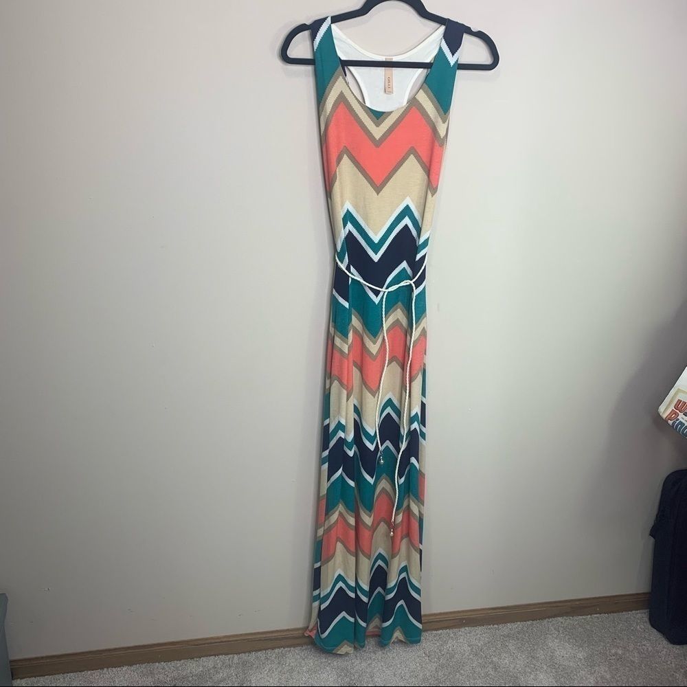 Gilli maxi dress big chevron earth tones medium